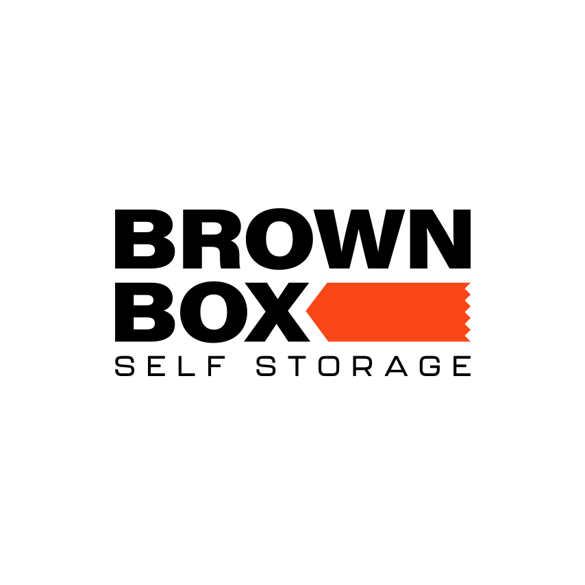 brown box self storage logo on white